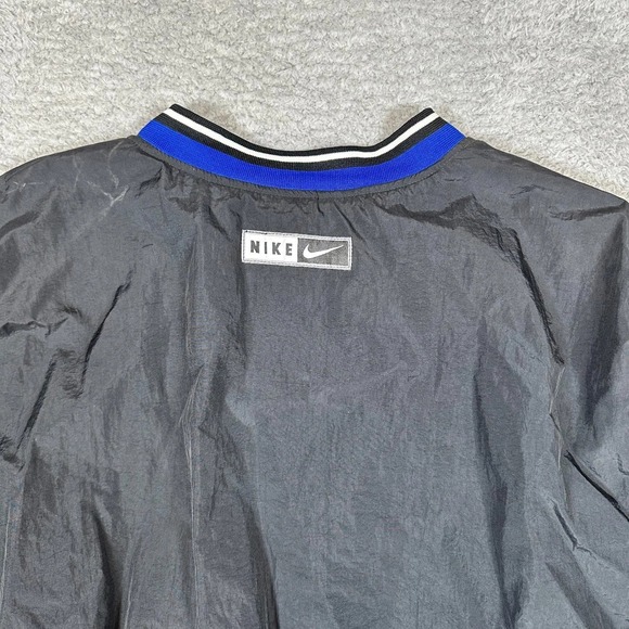 Vintage Nike Center Swoosh Windbreaker Pullover Black Blue XL 90s V-Neck Jacket - Picture 4 of 13